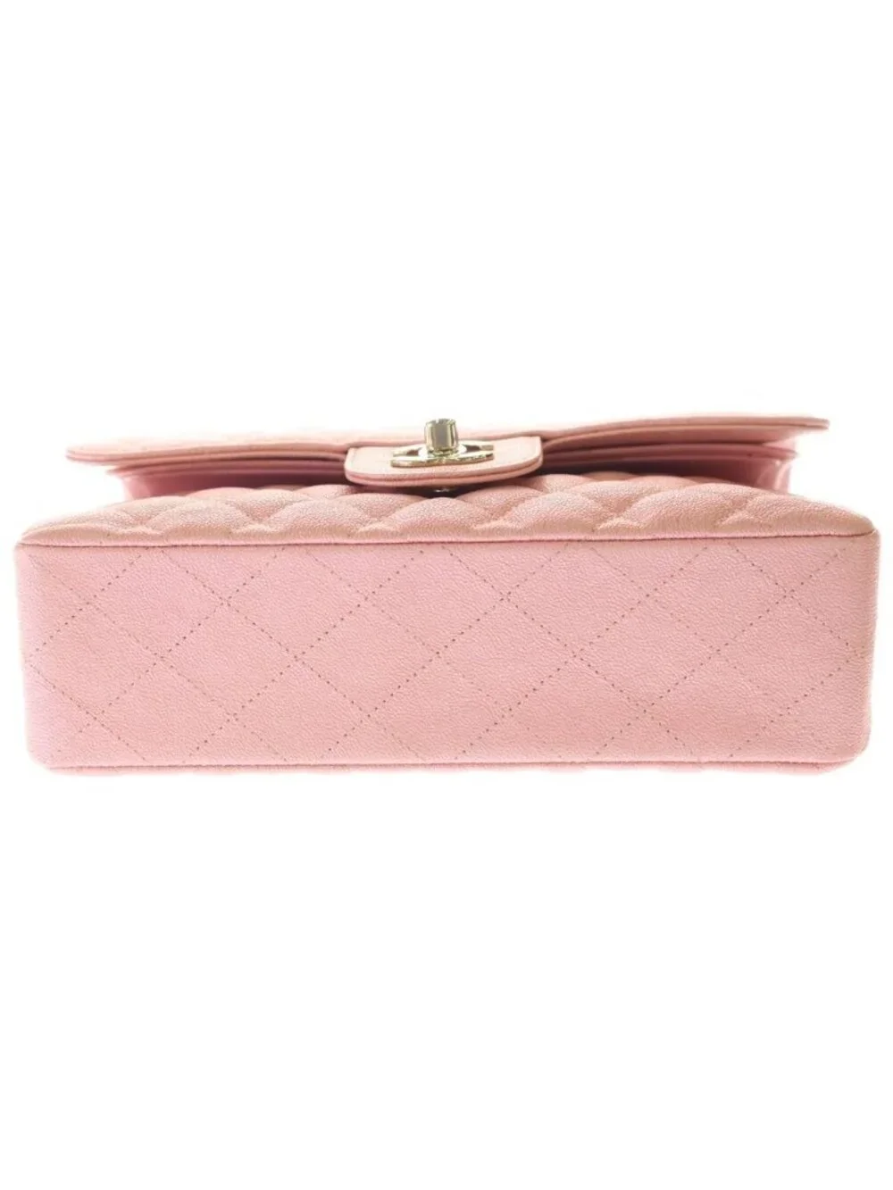Chanel Quilted 23 Double Flap Chain Shoulder Bag Indescent Pink Caviar Leather